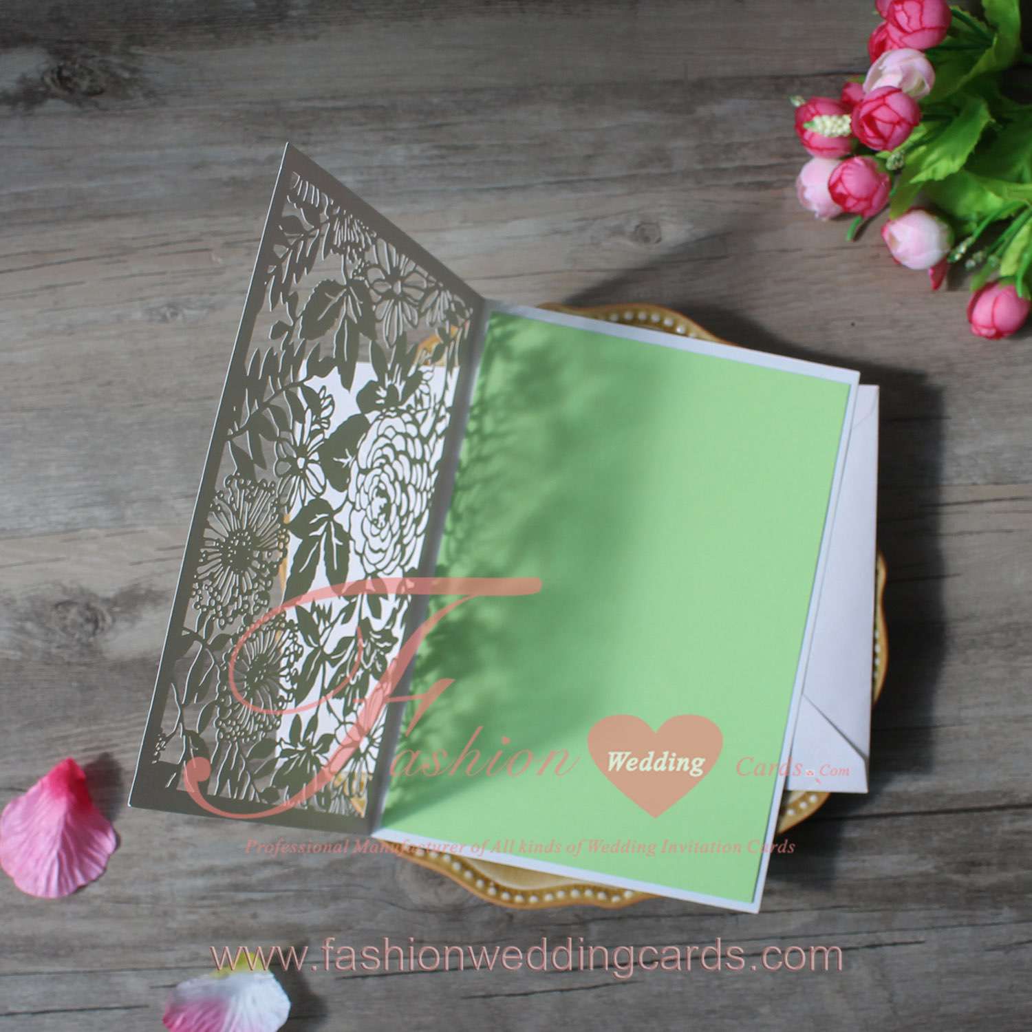 Cheap Customized Lace Cut Wedding Invitations